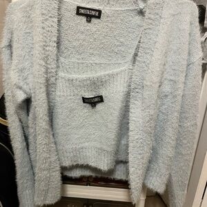 Sweet & Sinful Women's Soft Blue Cardigan Set